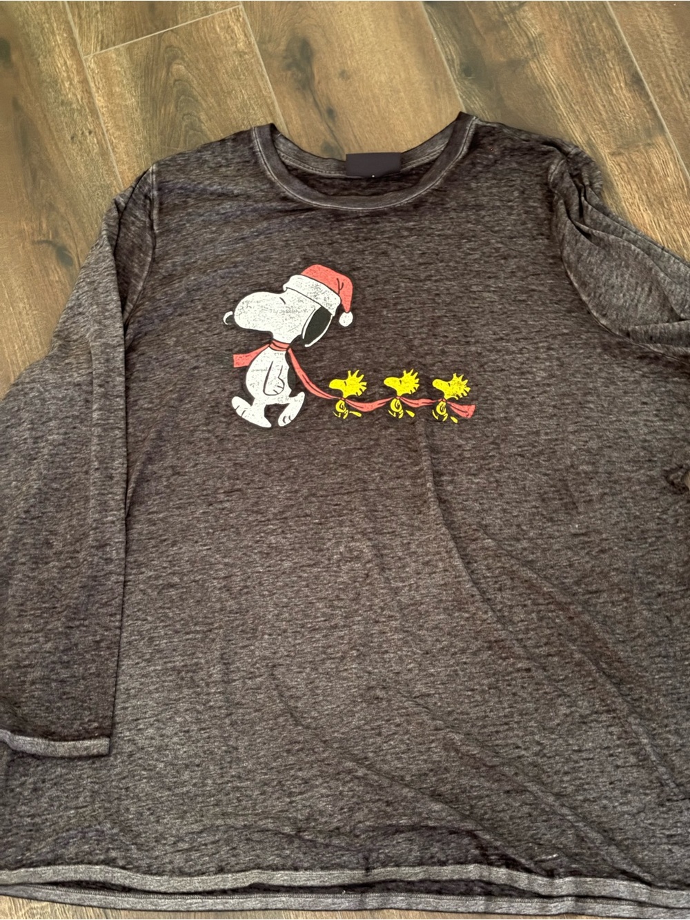 Lane Bryant Charcoal Snoopy & Woodstock Holiday Long Sleeve Tee
